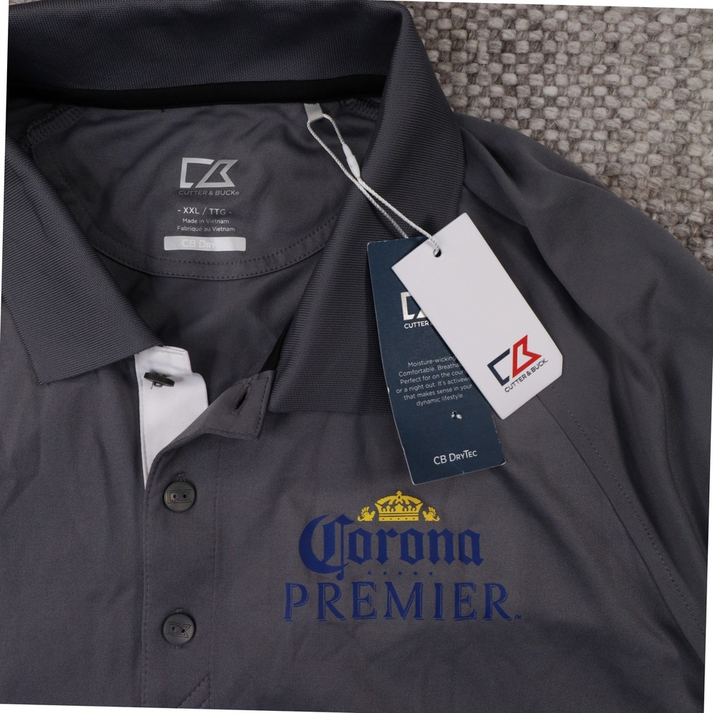 Cutter & Buck Polo Mens XXL Gray NWT Corona Premier Short Sleeve DryTec Snag